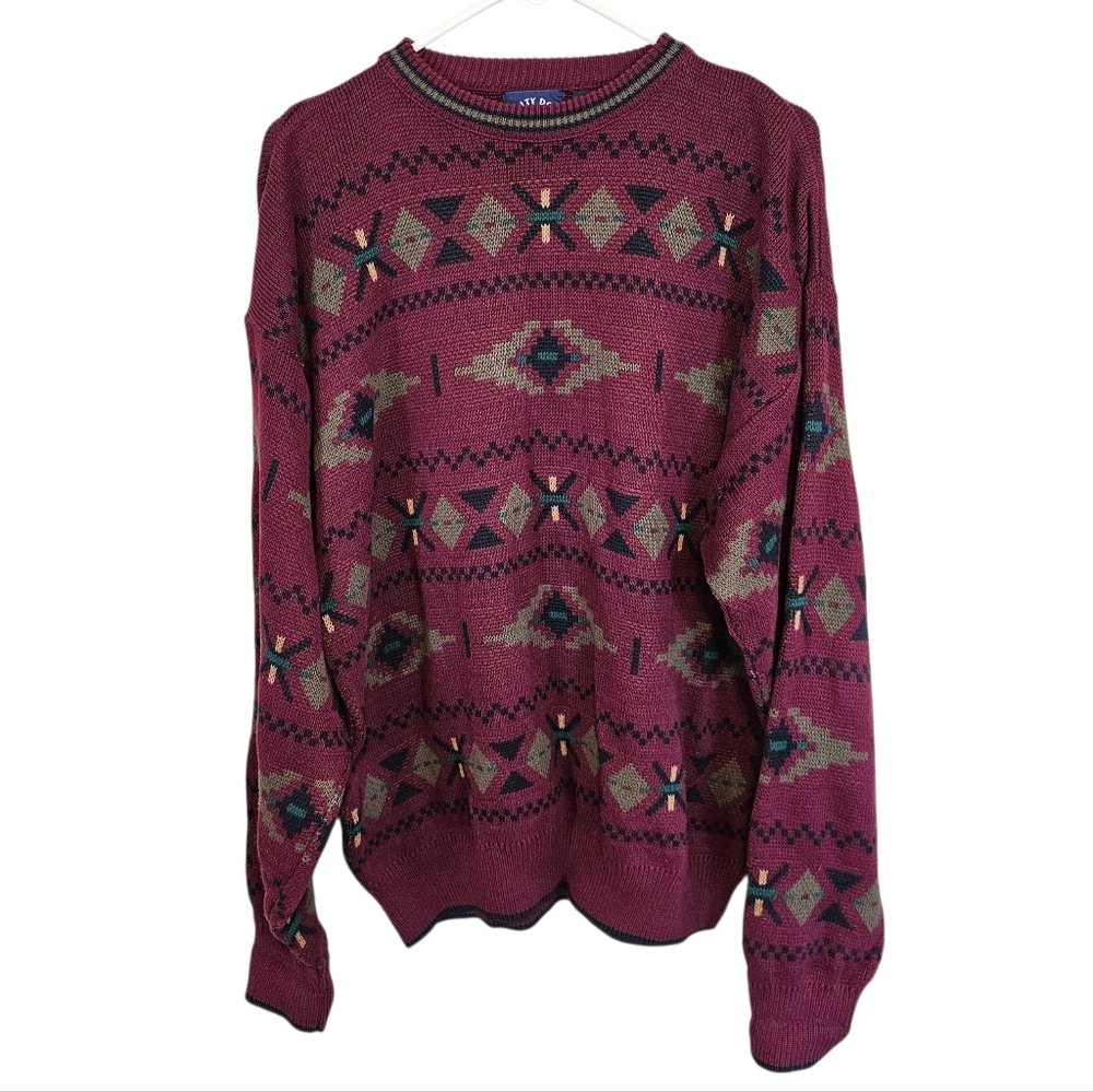 Salty Dog Vintage Aztec Southwestern Oversized Grandpa Core 90s Sweater